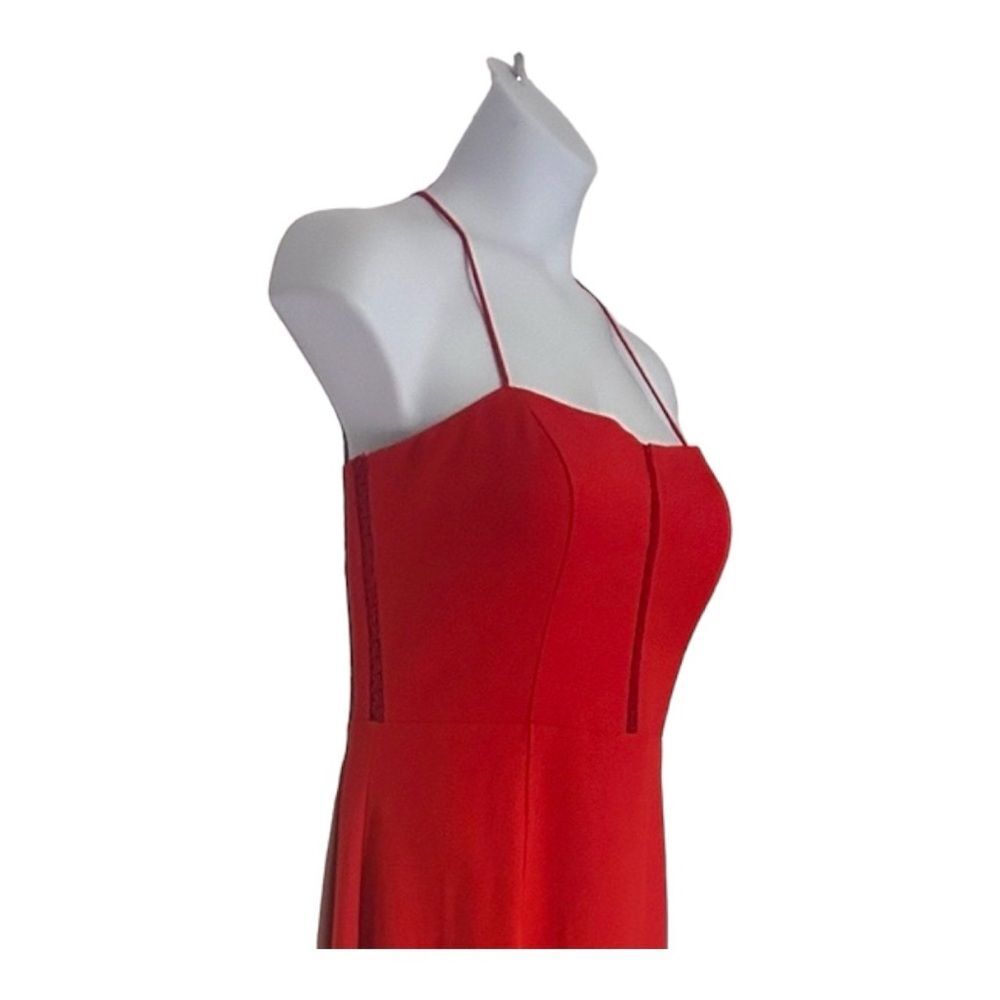 Jarlo Gown w/ Train High Low Fluted Formal Wedding Guest Prom Red Maxi Dress - Picture 10 of 15